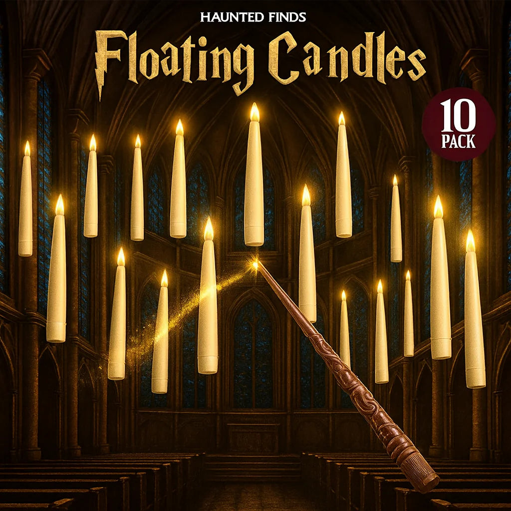 Magic Floating LED Candles with Wand Remote – Hanging Halloween Lights & Spooky Party Décor