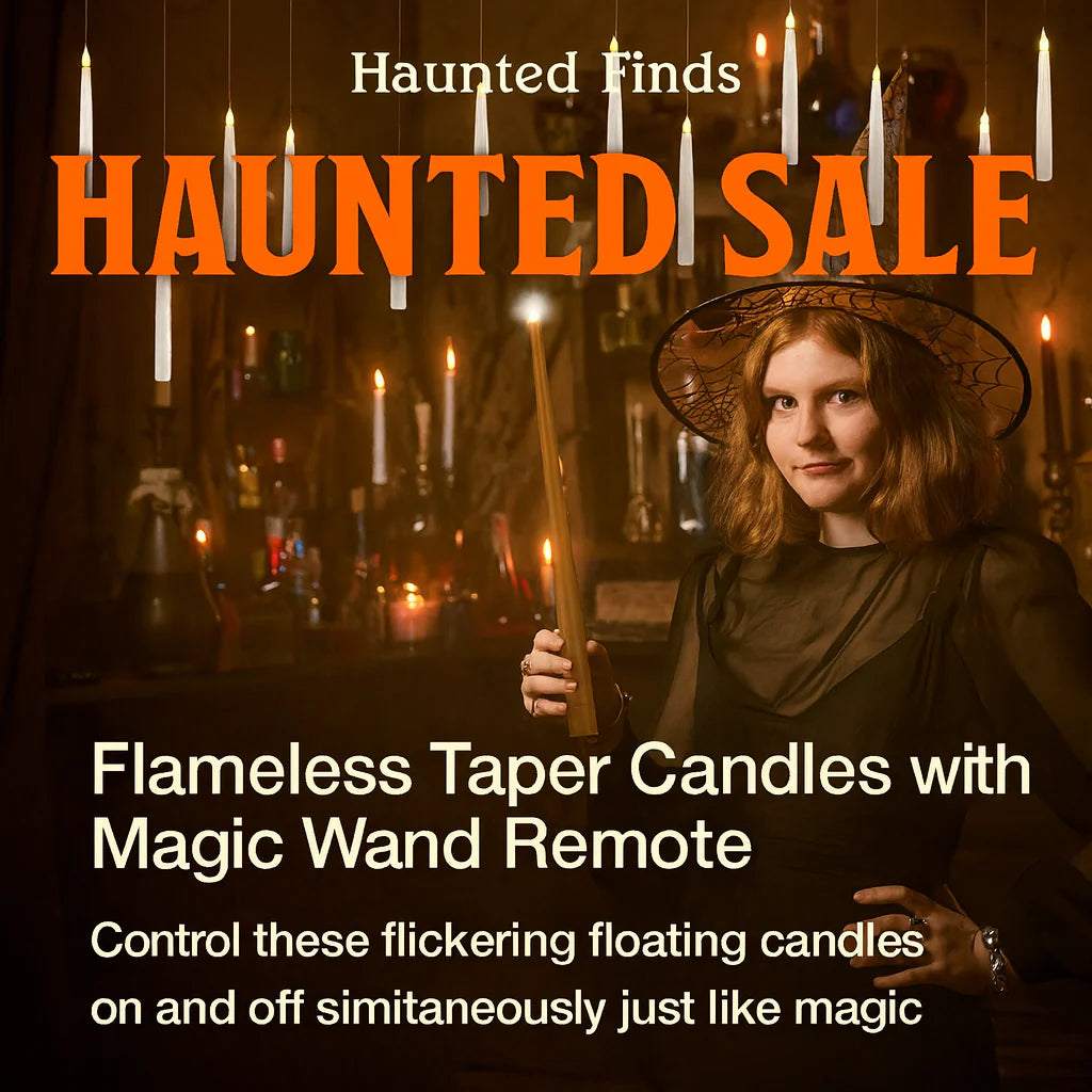 Magic Floating LED Candles with Wand Remote – Hanging Halloween Lights & Spooky Party Décor