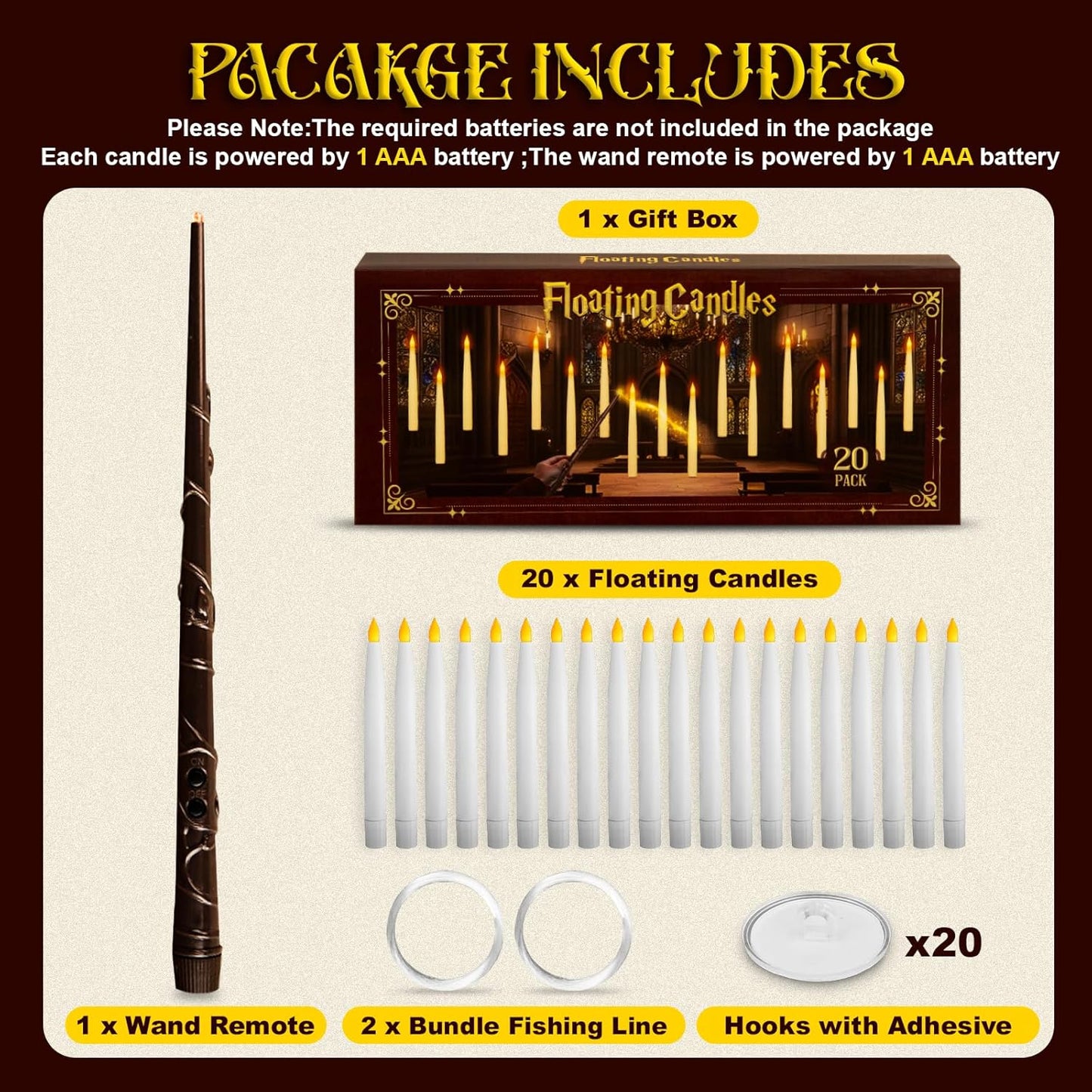 Magic Floating LED Candles with Wand Remote – Hanging Halloween Lights & Spooky Party Décor