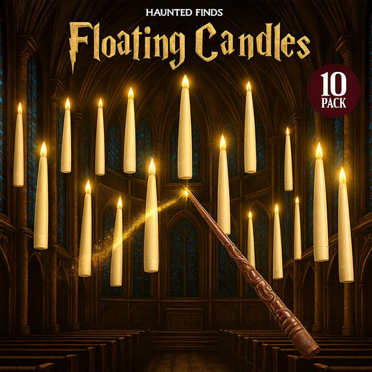 Magic Floating LED Candles with Wand Remote – Hanging Halloween Lights & Spooky Party Décor