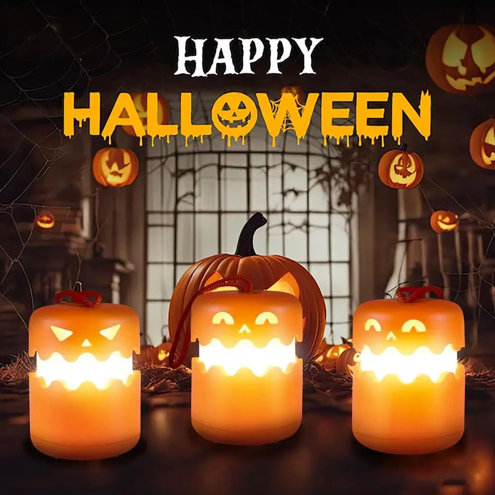 Foldable LED Pumpkin Lantern with Ghost Face – Halloween Bedside & Party Light
