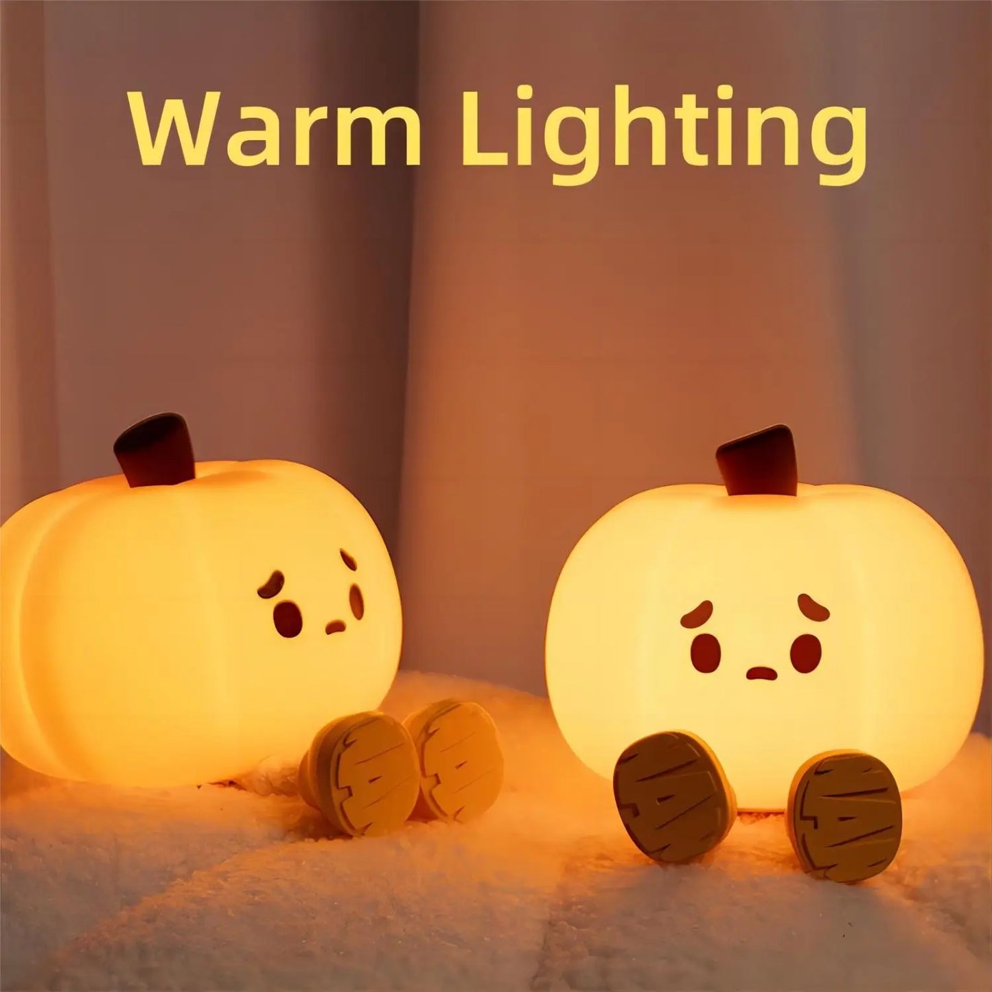 Halloween Pumpkin Night Light – Soft, Dimmable & Safe Bedside Lamp for Kids