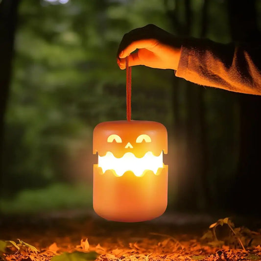 Foldable LED Pumpkin Lantern with Ghost Face – Halloween Bedside & Party Light