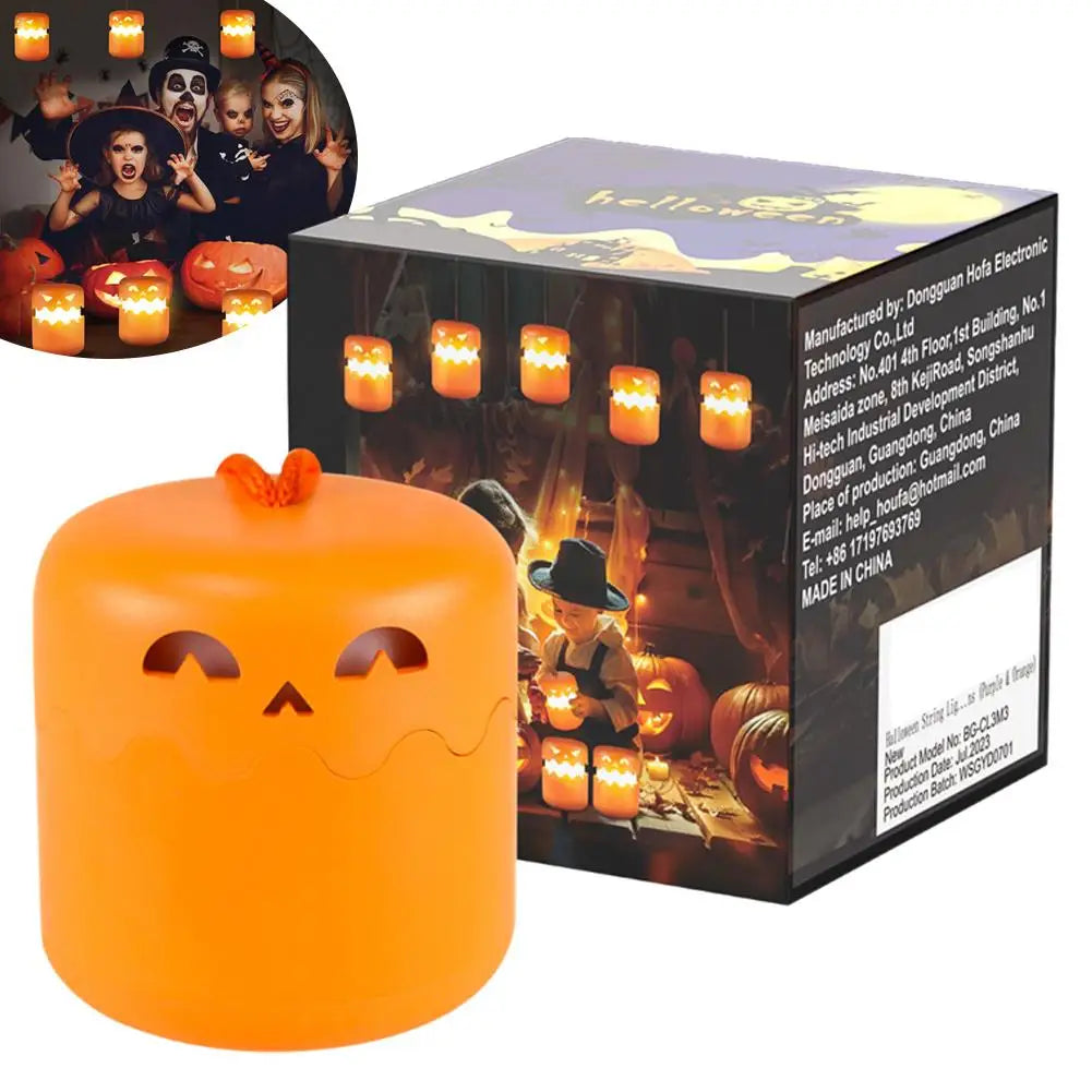 Foldable LED Pumpkin Lantern with Ghost Face – Halloween Bedside & Party Light