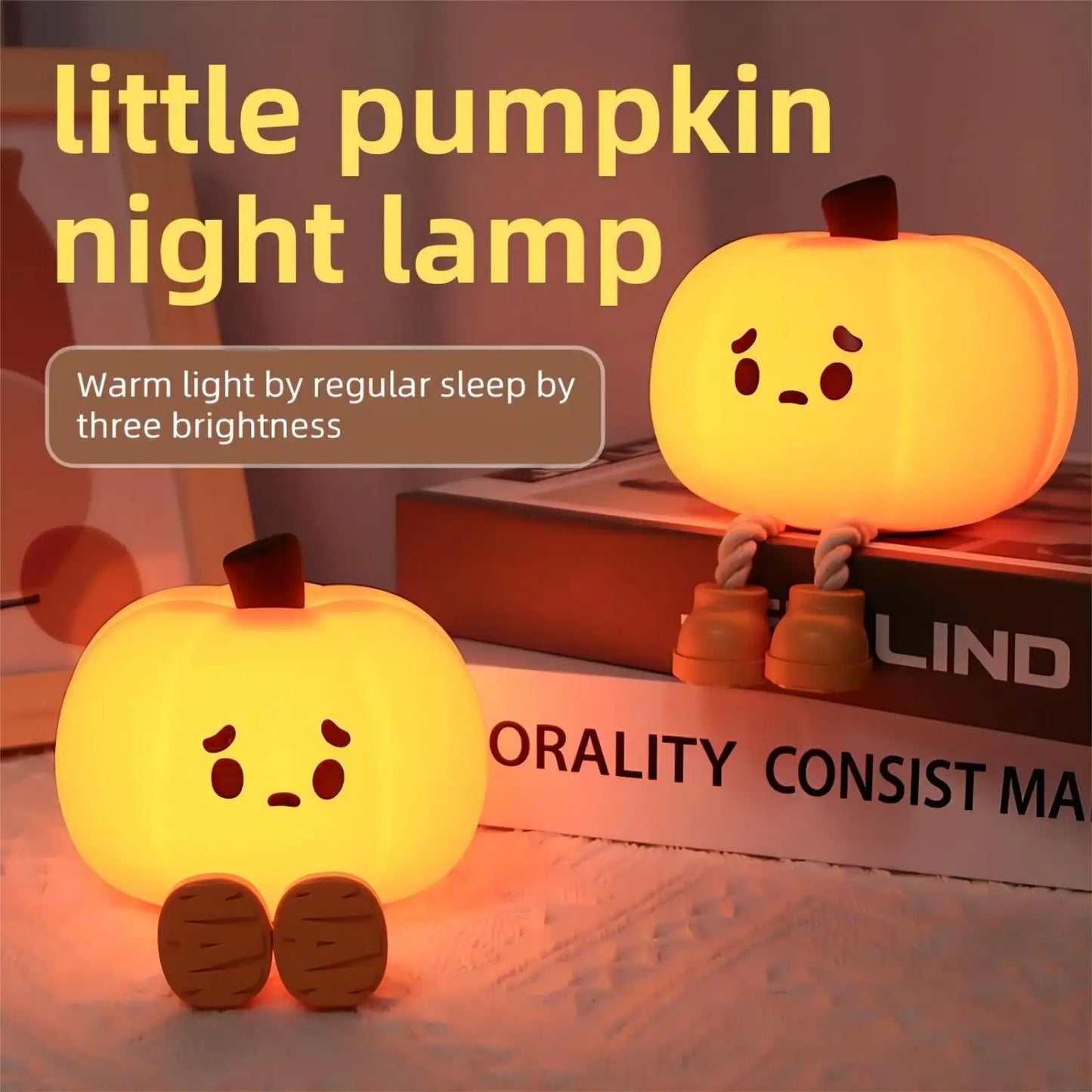 Halloween Pumpkin Night Light – Soft, Dimmable & Safe Bedside Lamp for Kids