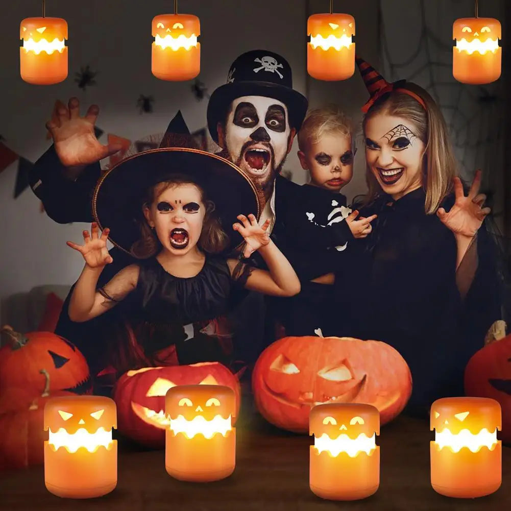 Foldable LED Pumpkin Lantern with Ghost Face – Halloween Bedside & Party Light