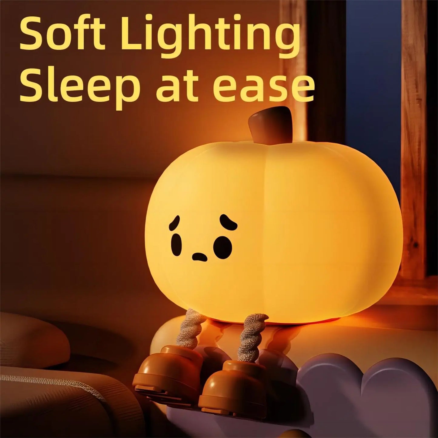 Halloween Pumpkin Night Light – Soft, Dimmable & Safe Bedside Lamp for Kids