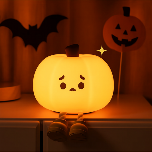 Halloween Pumpkin Night Light – Soft, Dimmable & Safe Bedside Lamp for Kids